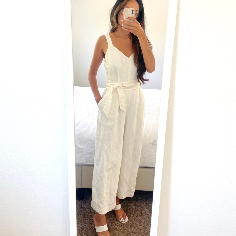 Loft white linen jumpsuit